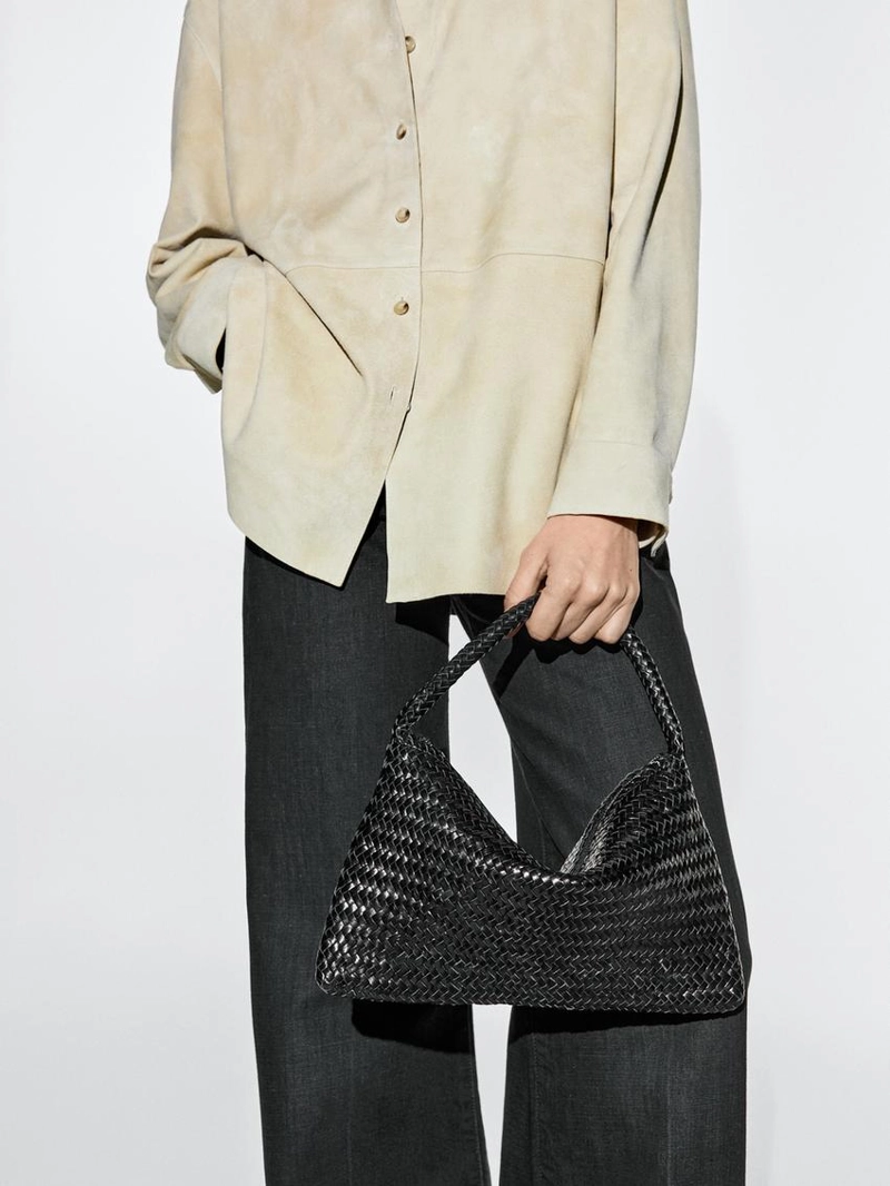 Маленькая плетеная кожаная сумка через плечо