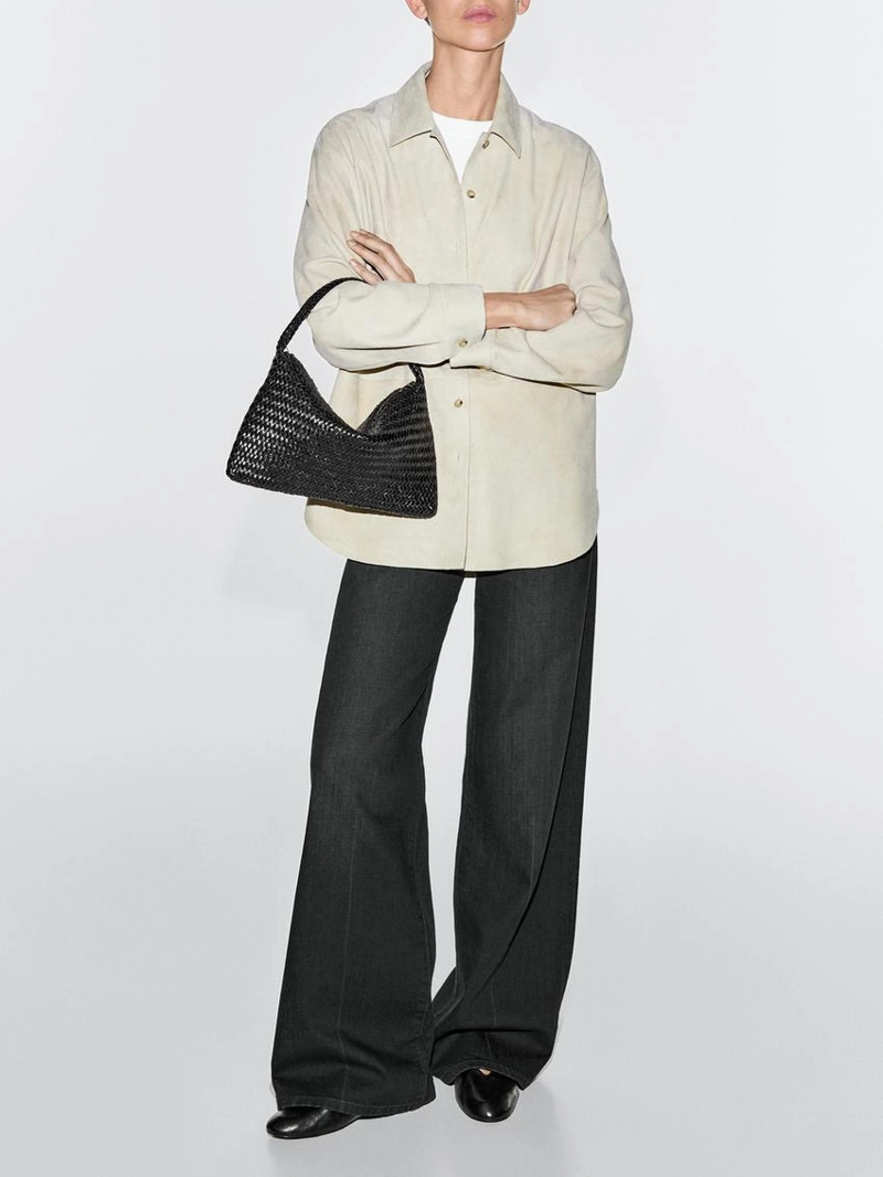 Маленькая плетеная кожаная сумка через плечо