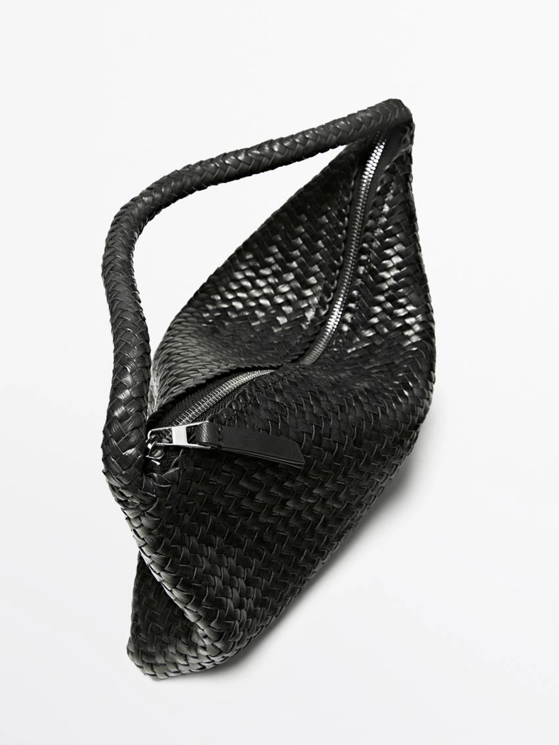 Маленькая плетеная кожаная сумка через плечо