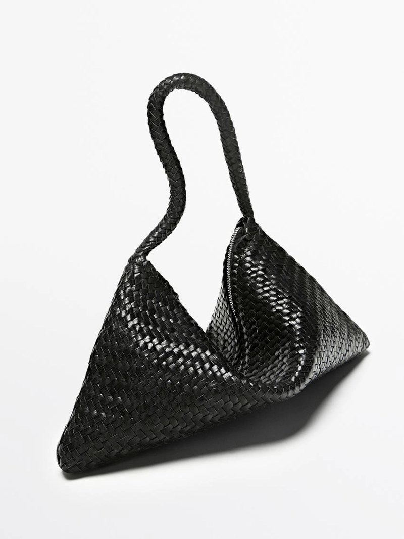 Маленькая плетеная кожаная сумка через плечо