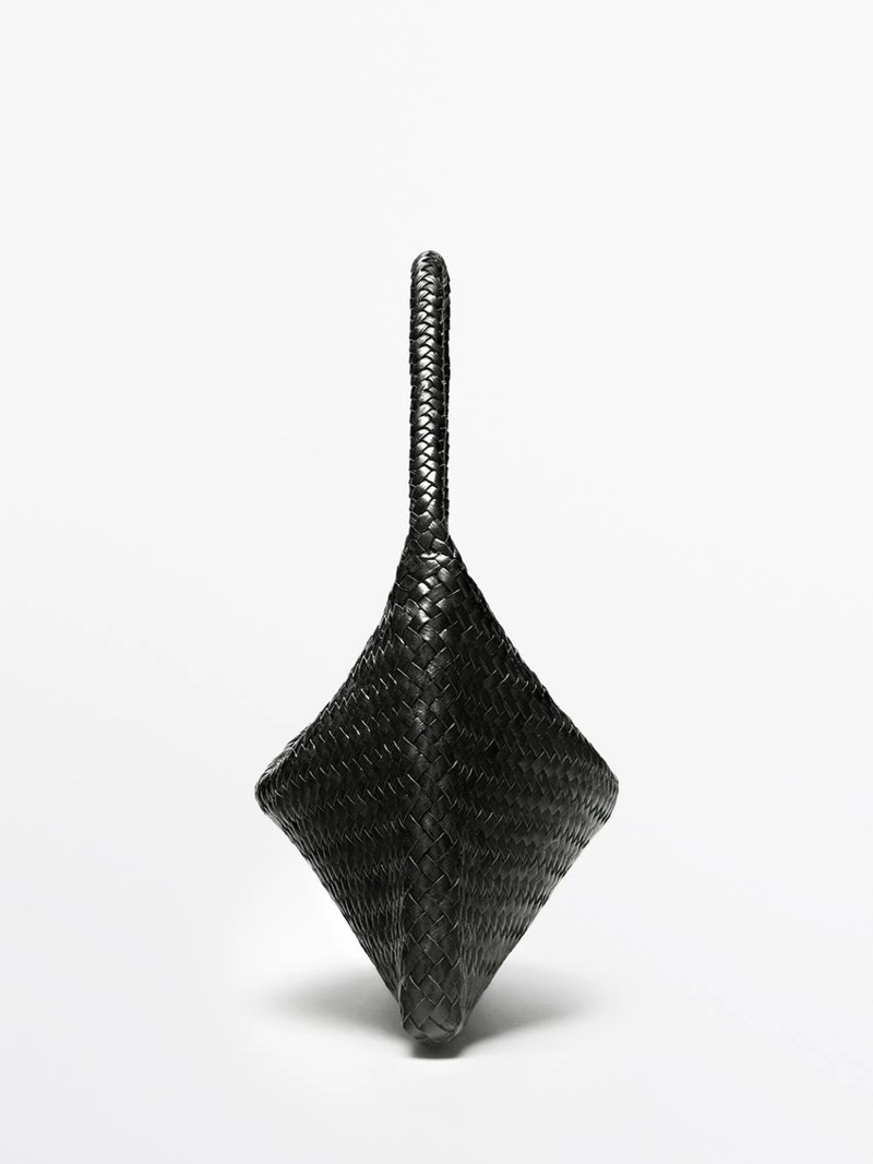 Маленькая плетеная кожаная сумка через плечо