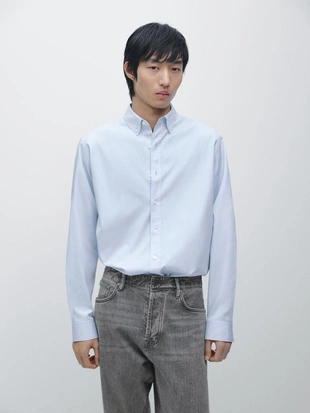 Sky blue | 1993/255/390 - Massimo Dutti Рубашка REGULAR FIT OXFORD