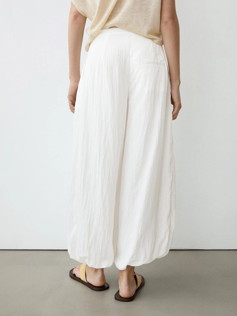 Текстурированные брюки-саруэль с линейной посадкой