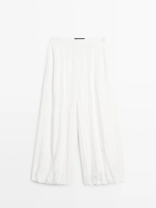 Текстурированные брюки-саруэль с линейной посадкой- Заказать в России