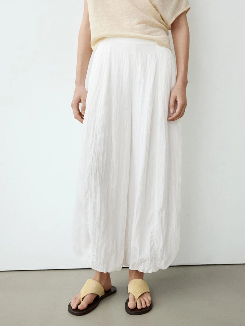 Текстурированные брюки-саруэль с линейной посадкой