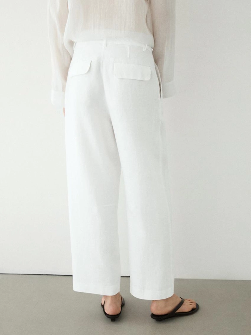 Льняные брюки в стиле carrot fit