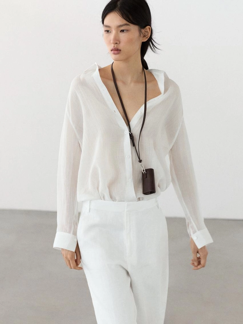 Льняные брюки в стиле carrot fit