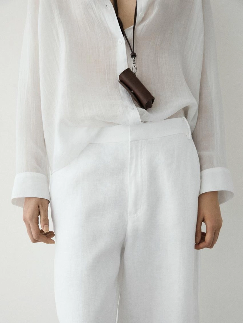 Льняные брюки в стиле carrot fit