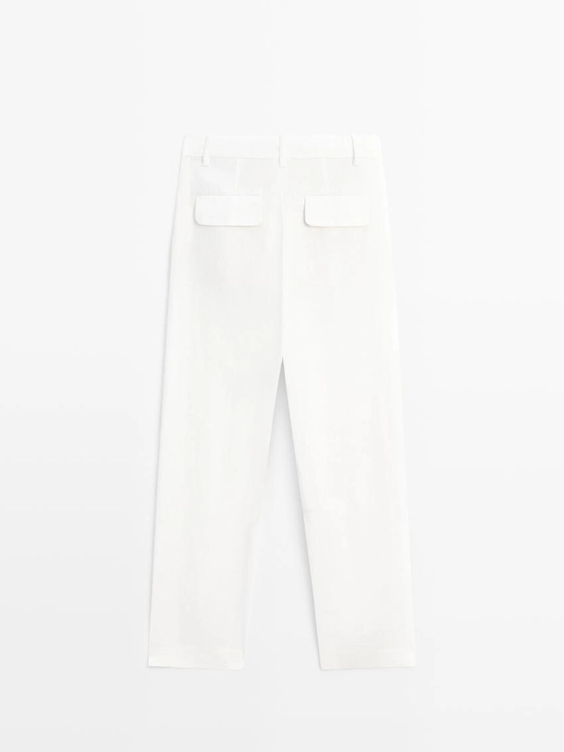 Льняные брюки в стиле carrot fit