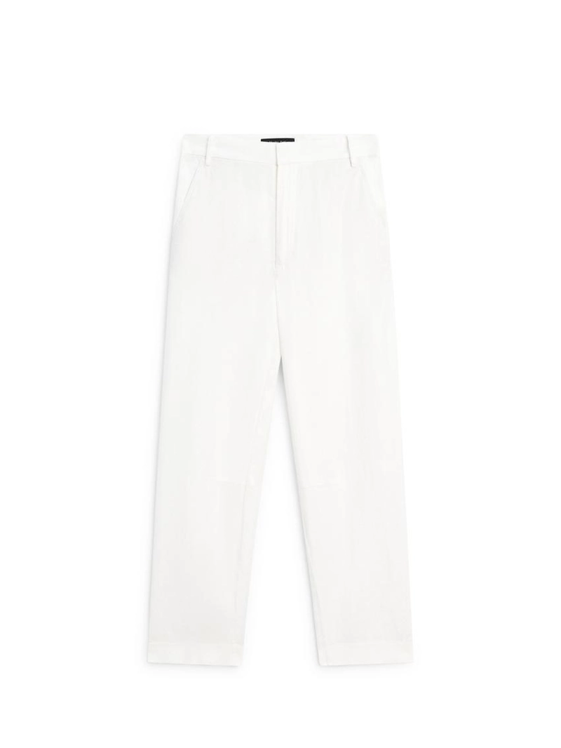 Льняные брюки в стиле carrot fit