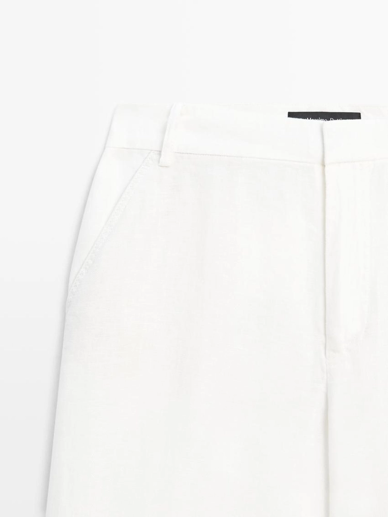 Льняные брюки в стиле carrot fit