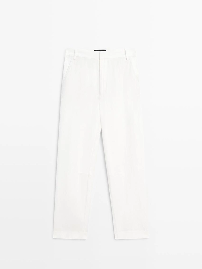 Льняные брюки в стиле carrot fit