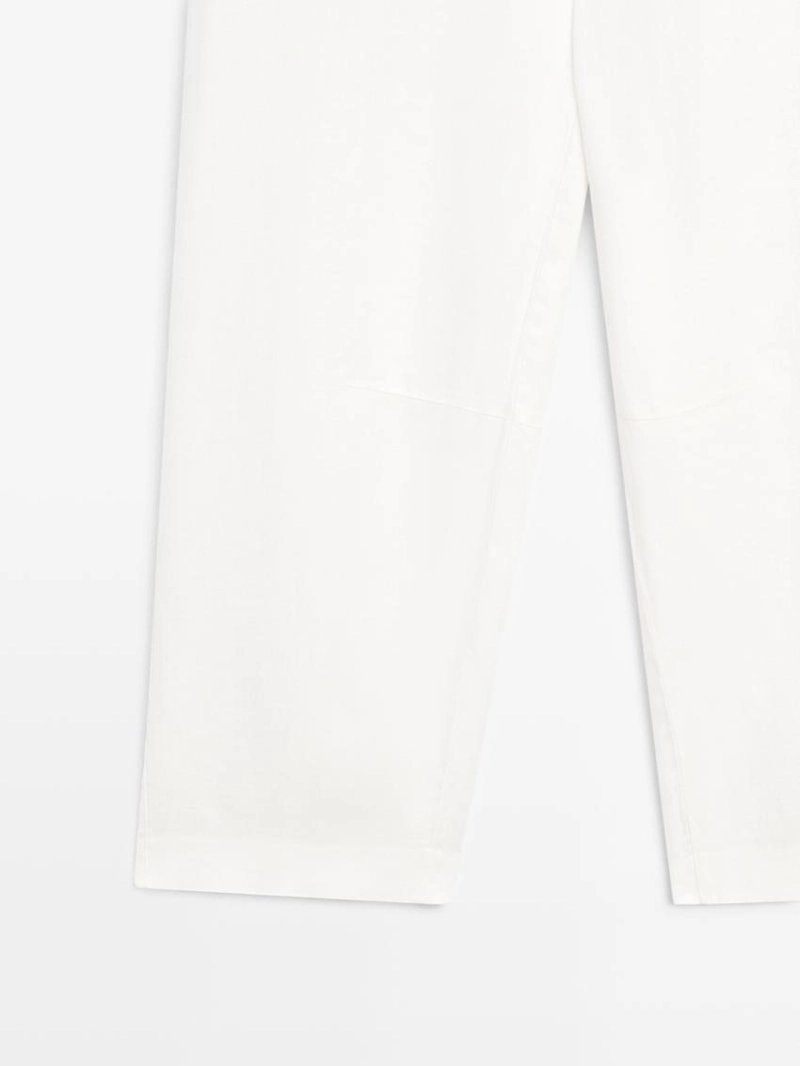 Льняные брюки в стиле carrot fit