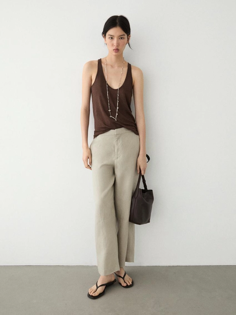 Льняные брюки carrot fit