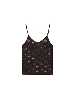 BROWN | 4951/740/700 - Massimo Dutti Топ с бретелями и деталями кружевной вязки