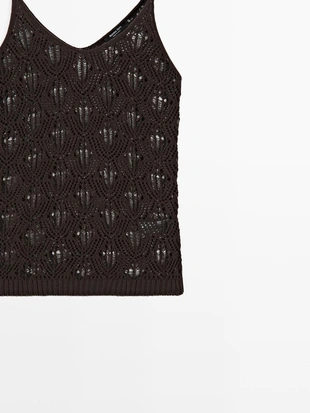 Топ с бретелями и деталями кружевной вязки- Заказать в России