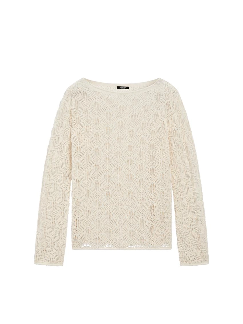 Свитер с лодочкой и деталями сетки