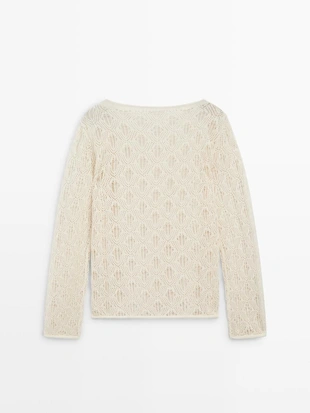 CREAM | 4953/740/712 - Massimo Dutti Свитер с лодочкой и деталями сетки