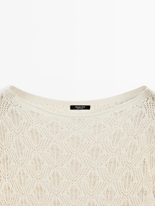 Свитер с лодочкой и деталями сетки- Заказать в России