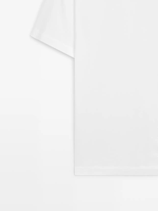 WHITE | 0653/193/250 - Massimo Dutti Футболка с V-образным вырезом из 100% хлопка