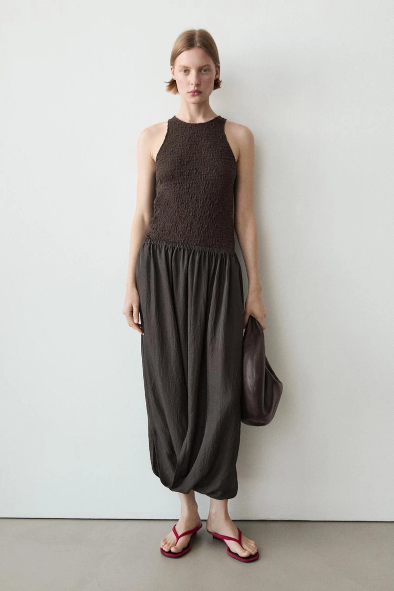 Юбка миди с собранным поясом