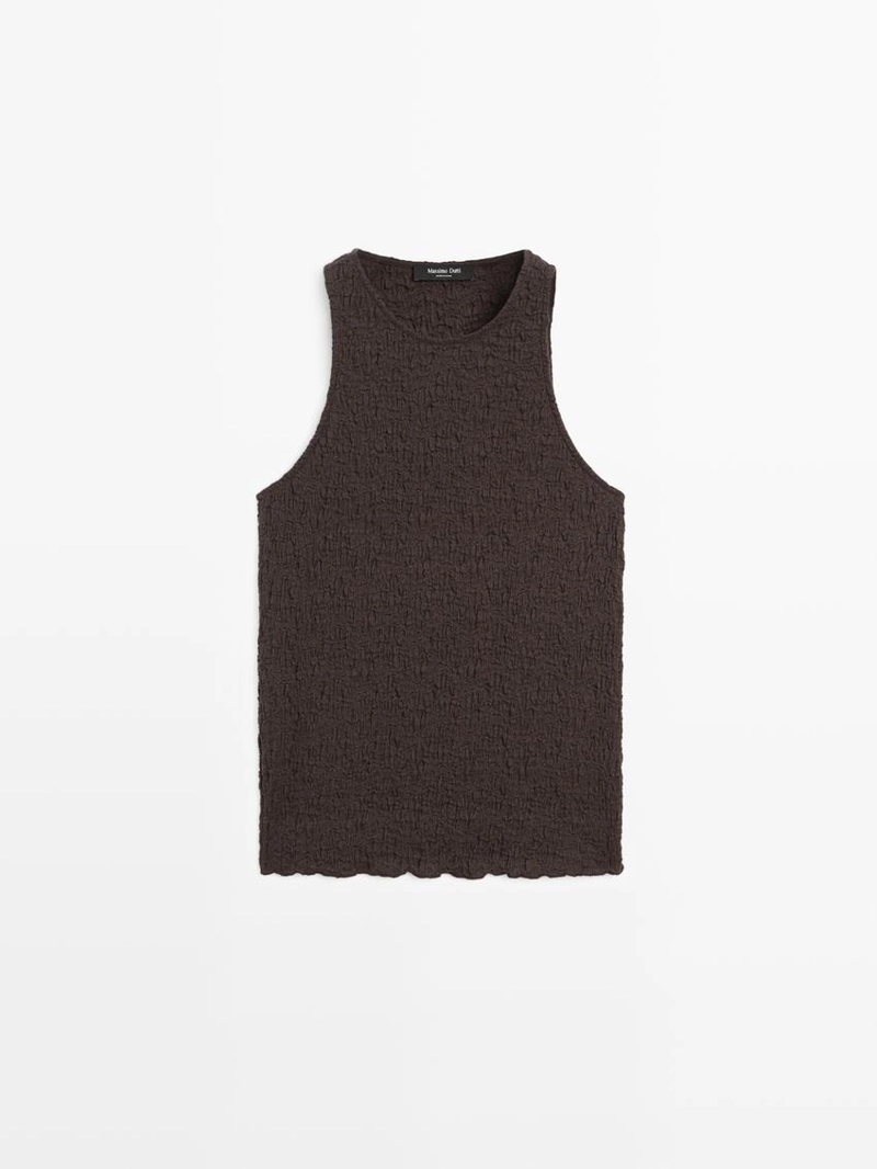 Топ с галстуком на шее из текстурированной ткани