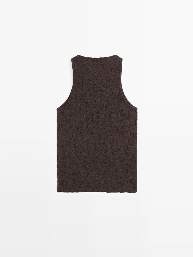 Топ с галстуком на шее из текстурированной ткани