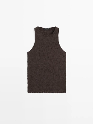 Топ с галстуком на шее из текстурированной ткани- Заказать в России