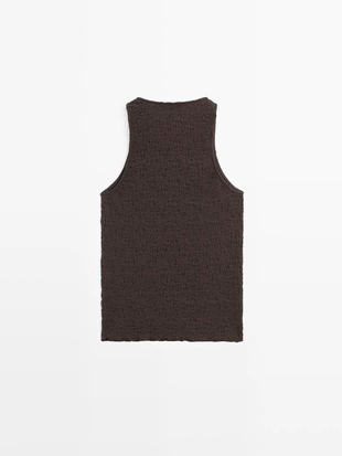 Топ с галстуком на шее из текстурированной ткани- Заказать в России