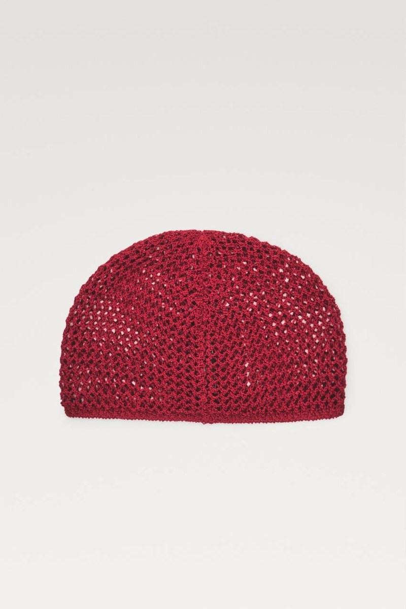 Шапка-бини из смесового хлопка с кружевным узором