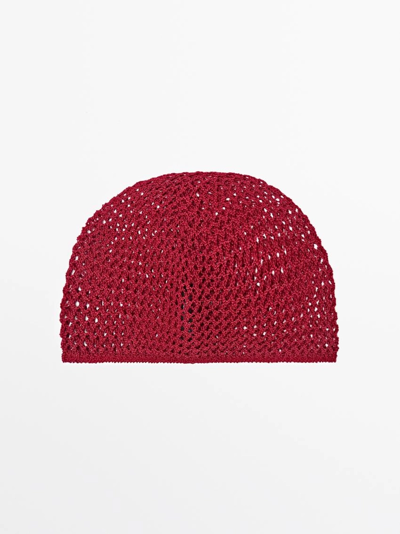 Шапка-бини из смесового хлопка с кружевным узором