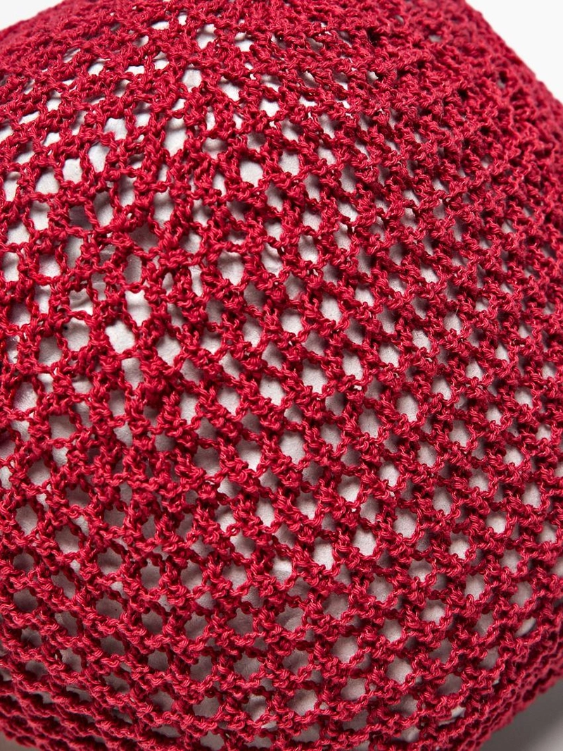 Шапка-бини из смесового хлопка с кружевным узором