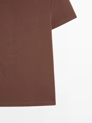 BROWN | 6849/575/700 - Massimo Dutti Футболка с коротким рукавом из смесового лиоцелла