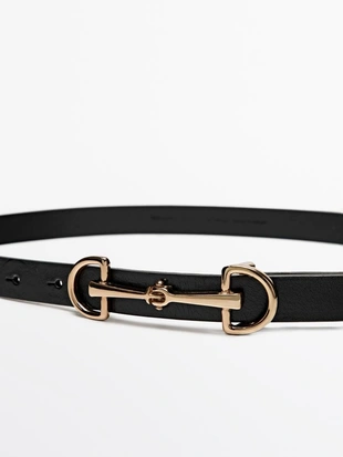 Купить Massimo Dutti Кожанный ремень в стиле конного спорта