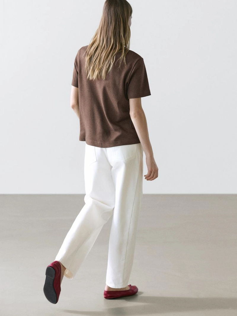 Футболка поло из 100% хлопкового интерлока с круглым вырезом