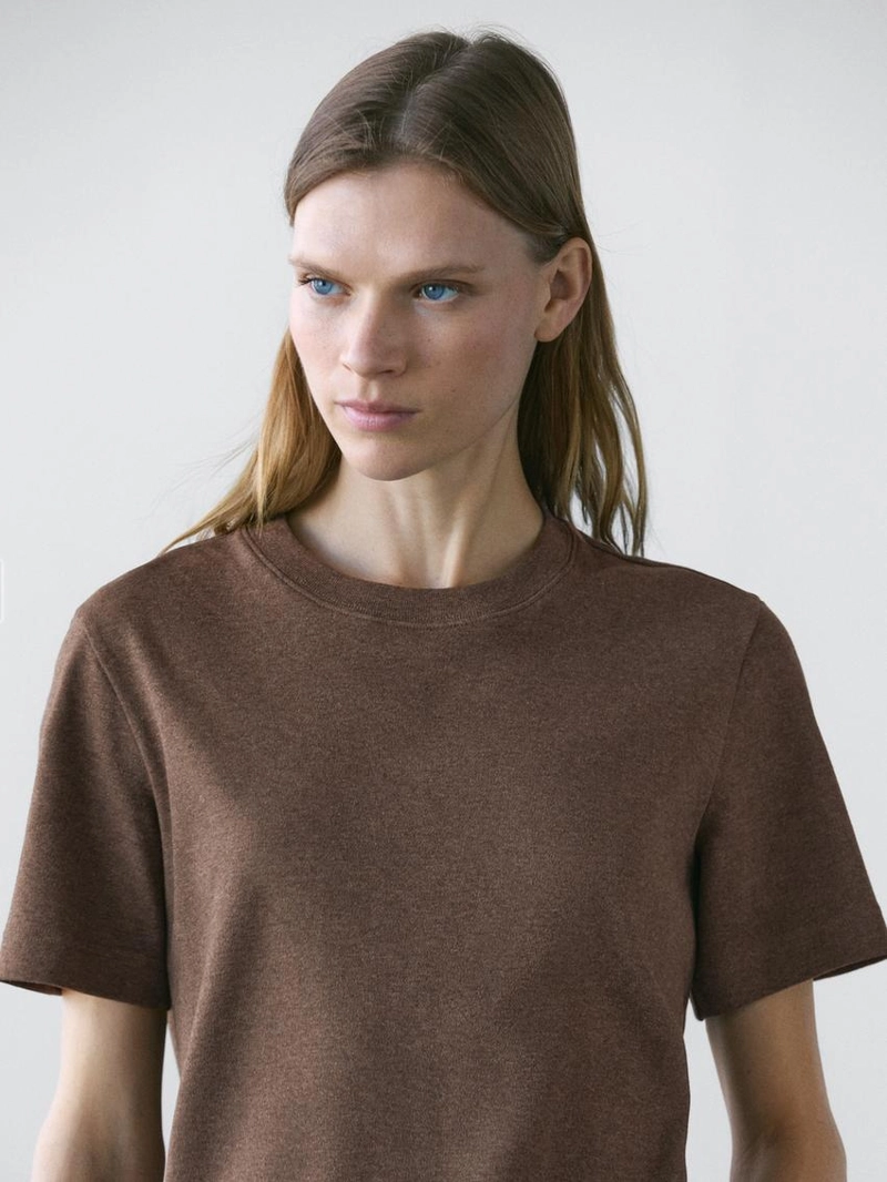 Футболка поло из 100% хлопкового интерлока с круглым вырезом