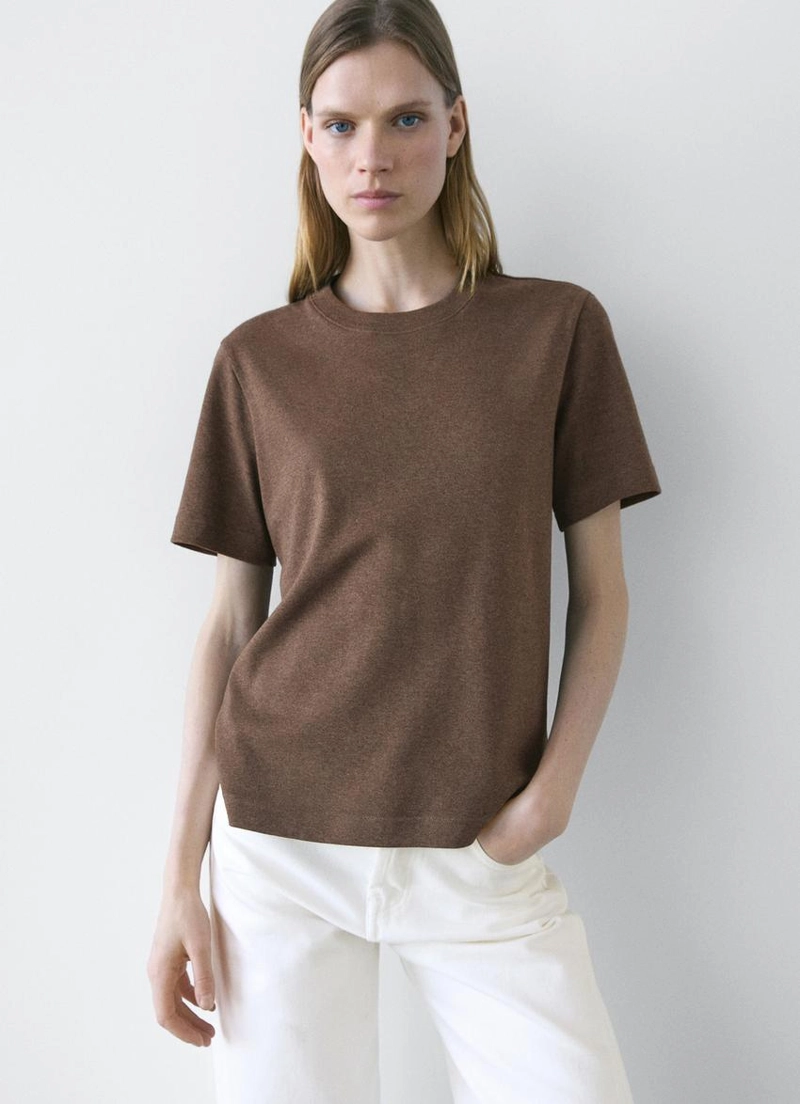 Футболка поло из 100% хлопкового интерлока с круглым вырезом