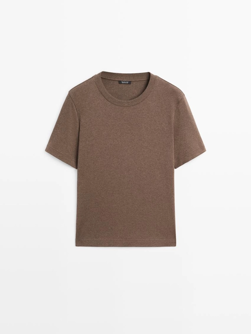 Футболка поло из 100% хлопкового интерлока с круглым вырезом