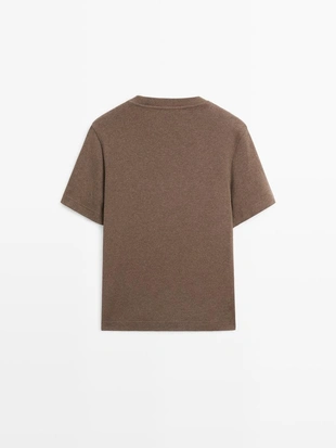 BROWN MARL | 6823/541/724 - Massimo Dutti Футболка поло из 100% хлопкового интерлока с круглым вырезом