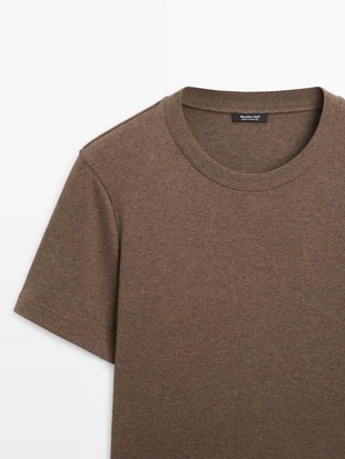 Футболка поло из 100% хлопкового интерлока с круглым вырезом- Заказать в России