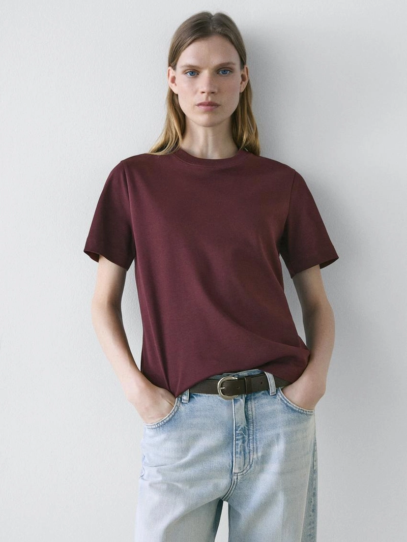 Футболка с круглым вырезом из 100% хлопкового интерлока