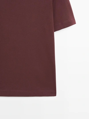 BURGUNDY | 6823/541/122 - Massimo Dutti Футболка с круглым вырезом из 100% хлопкового интерлока