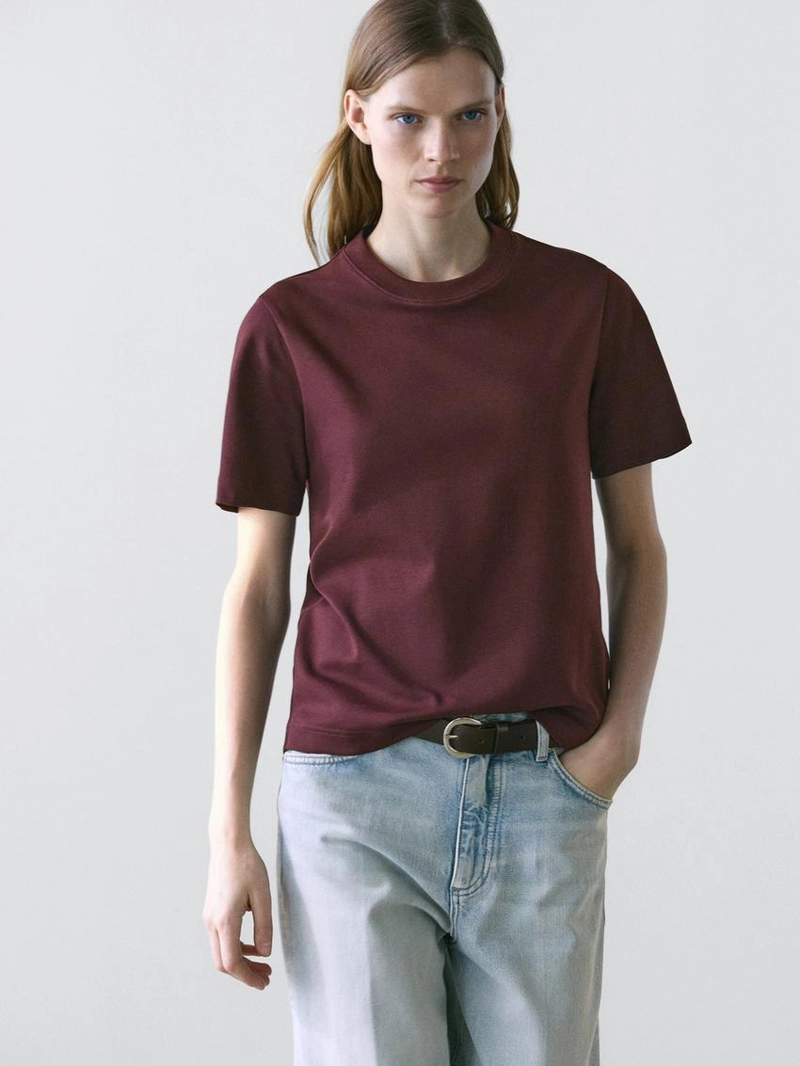 Футболка с круглым вырезом из 100% хлопкового интерлока