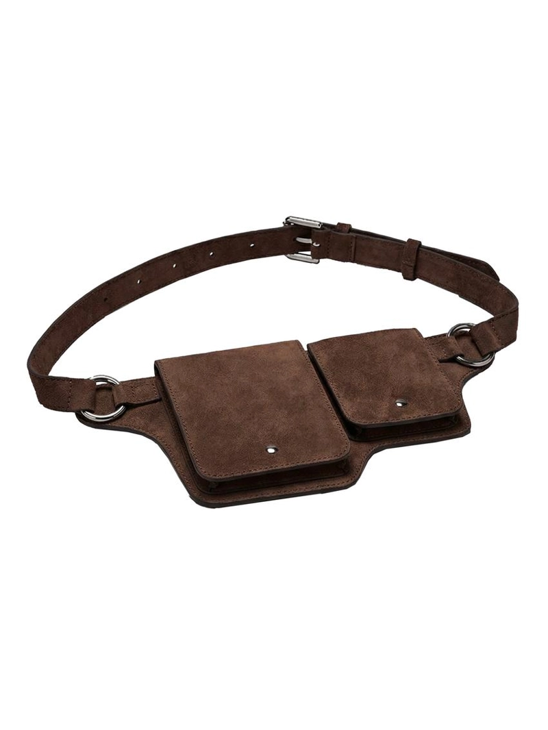 Поясная сумка с двумя отделениями из натуральной кожи