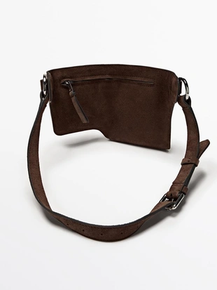 Купить Massimo Dutti Поясная сумка с двумя отделениями из натуральной кожи