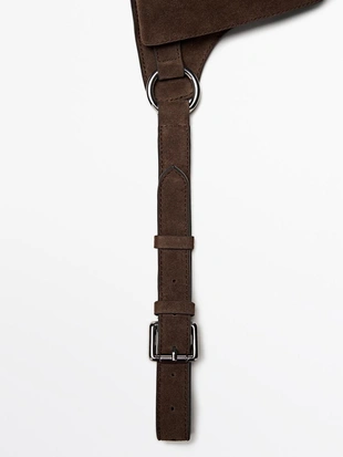 MINK | 4687/630/706 - Massimo Dutti Поясная сумка с двумя отделениями из натуральной кожи