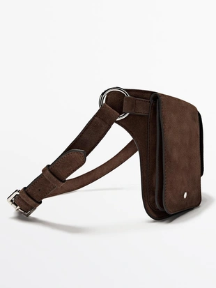 Поясная сумка с двумя отделениями из натуральной кожи- Заказать в России