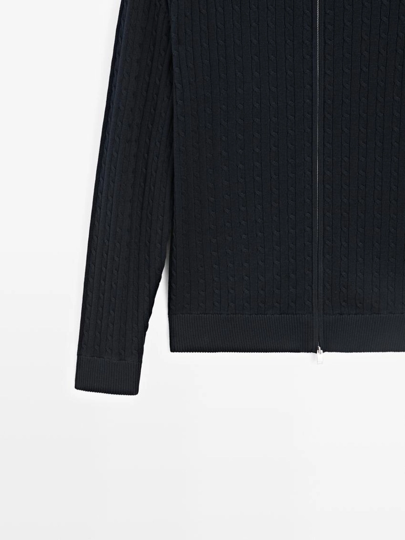 Кардиган с крупной вязкой из хлопка с молнией