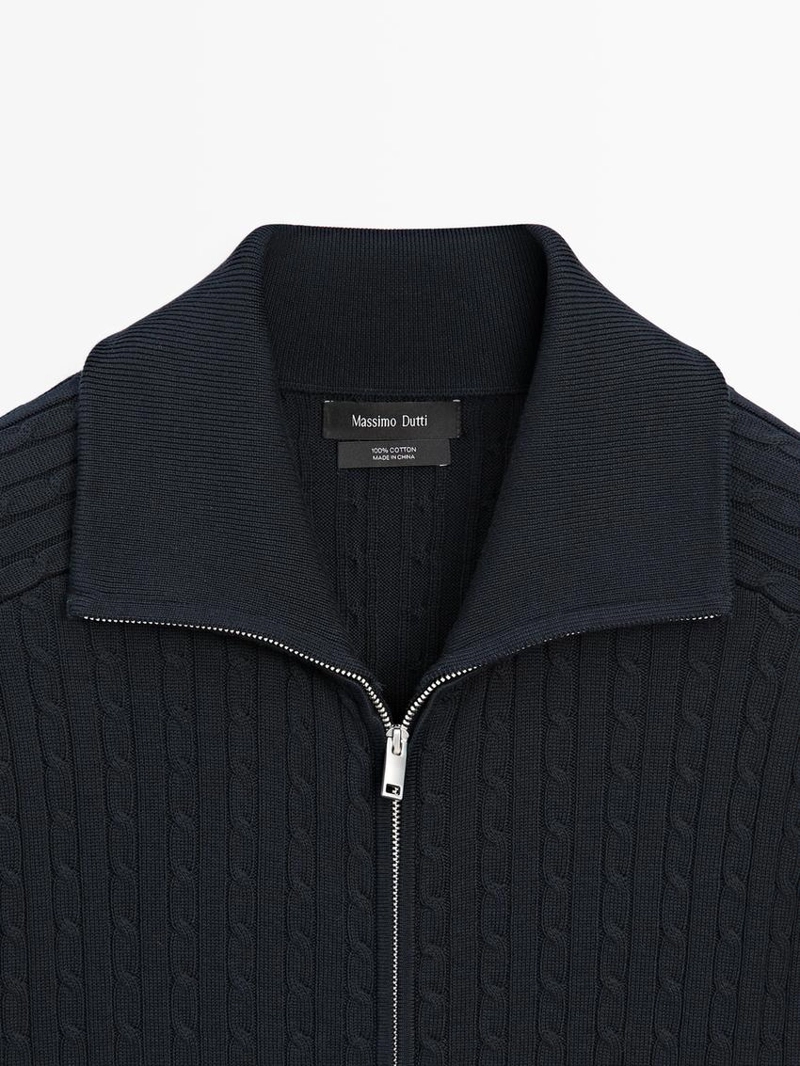 Кардиган с крупной вязкой из хлопка с молнией