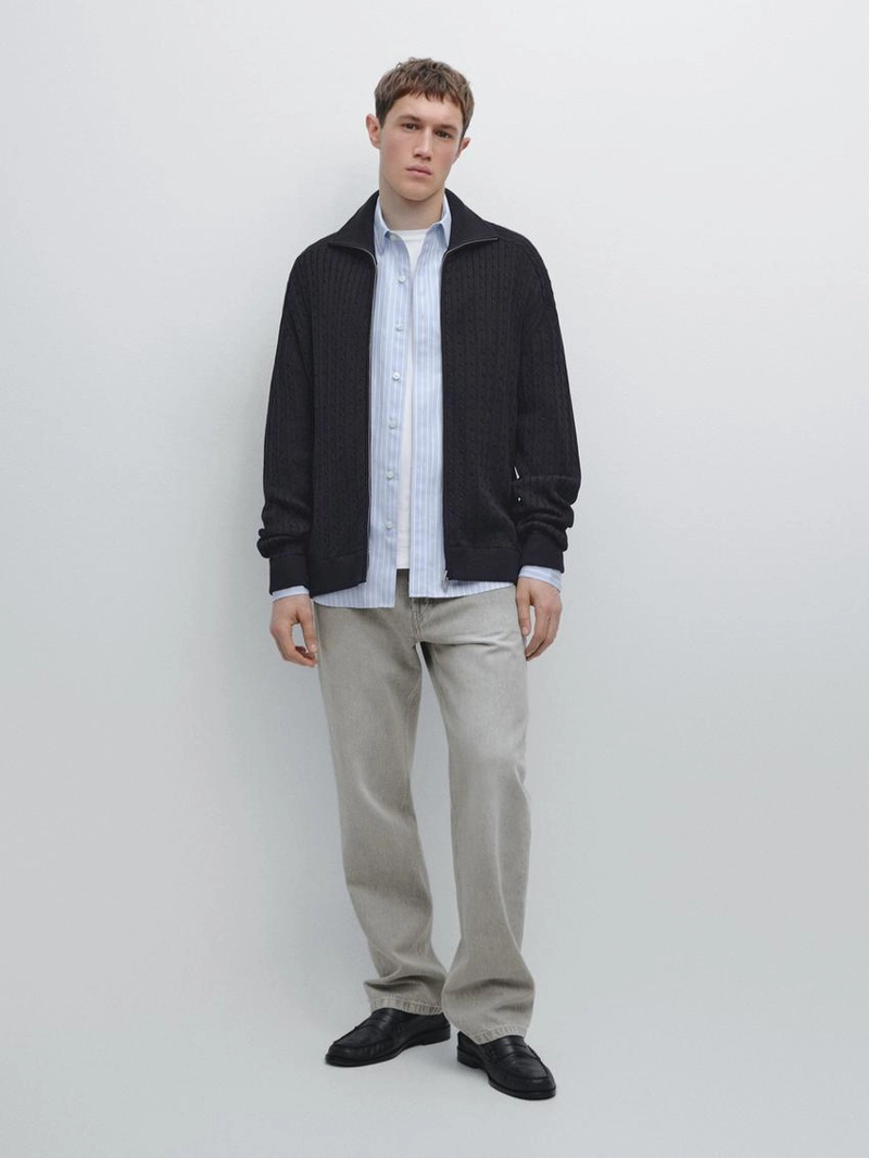 Кардиган с крупной вязкой из хлопка с молнией